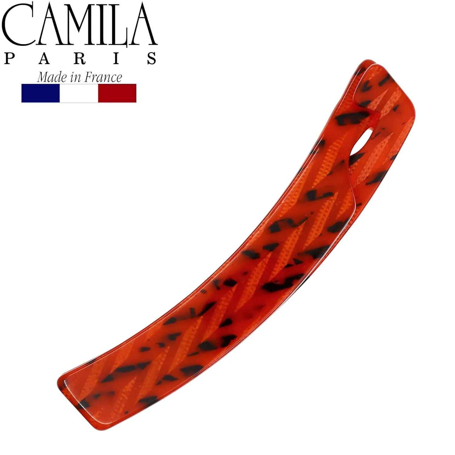 Camila Paris CP2510 4 inch French Banana Clip Hair Comb, Handmade, Victory Red, Girls Ponytail Holder Interlocking Banana Combs, Fashion Durable Styling Hair Accessories for Women, Made in France