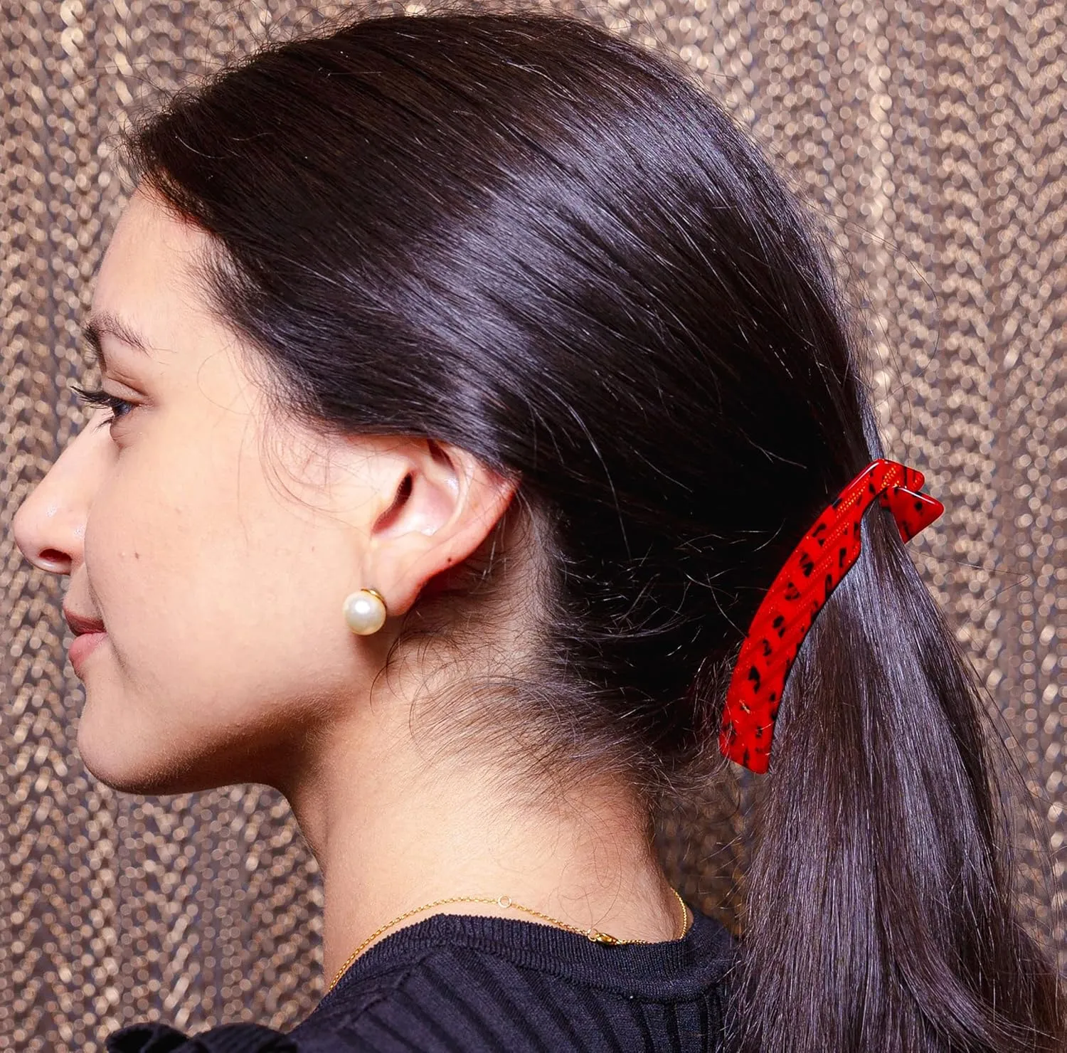 Camila Paris CP2510 4 inch French Banana Clip Hair Comb, Handmade, Victory Red, Girls Ponytail Holder Interlocking Banana Combs, Fashion Durable Styling Hair Accessories for Women, Made in France