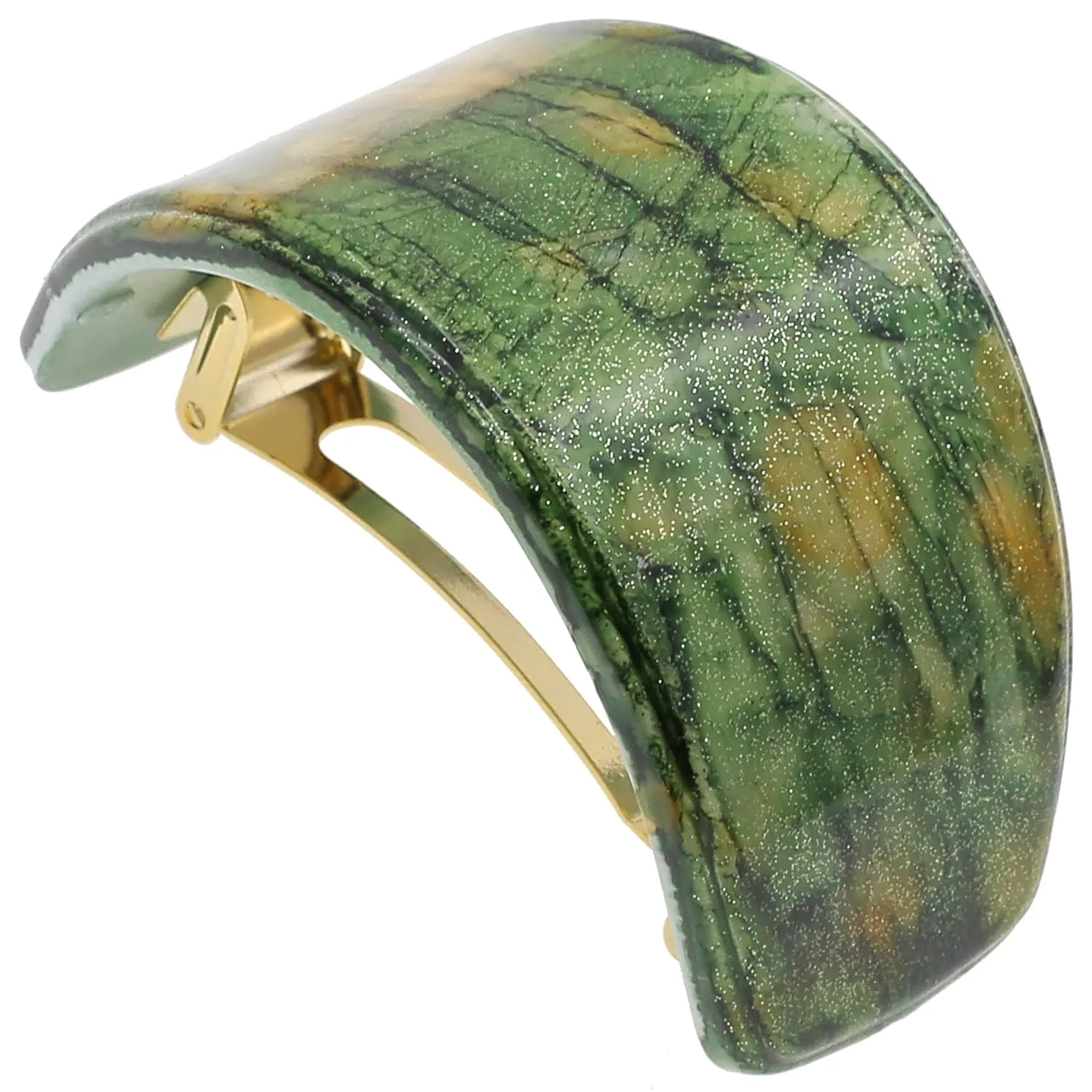 Camila Paris CP3233 French Hair Barrette, Hair Ponytail Holder for Fine Long Hair, Green, Automatic Strong Hold Grip Hair Clips for Women, No Slip Styling Girls Hair Accessories, Made in France