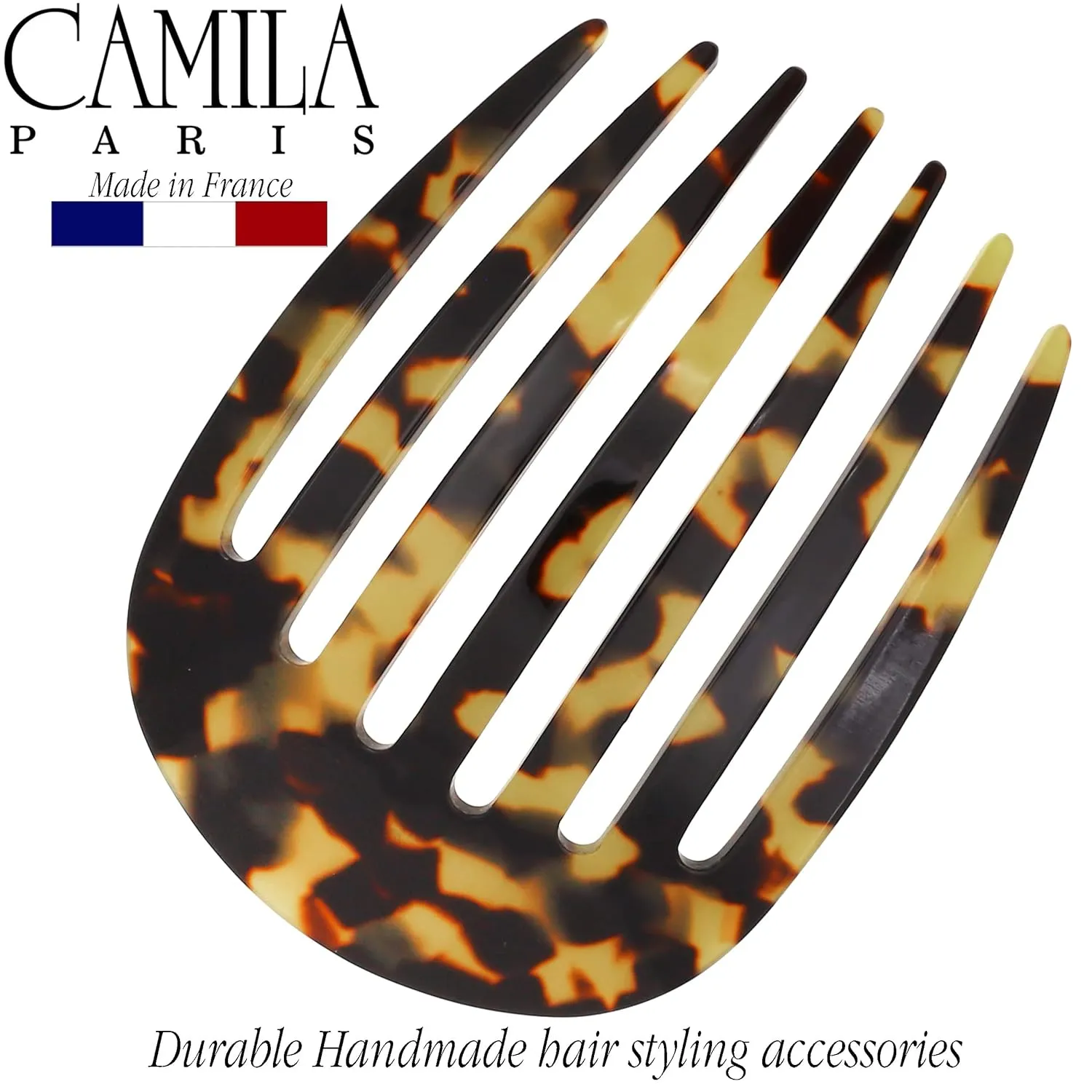 Camila Paris CP3394 French Hair Side Comb Small Rounded, Tokyo, Handmade French Twist Hair Combs, Strong Hold Hair Clips for Women Bun Chignon, No Slip Styling Girls Hair Accessories Made in France