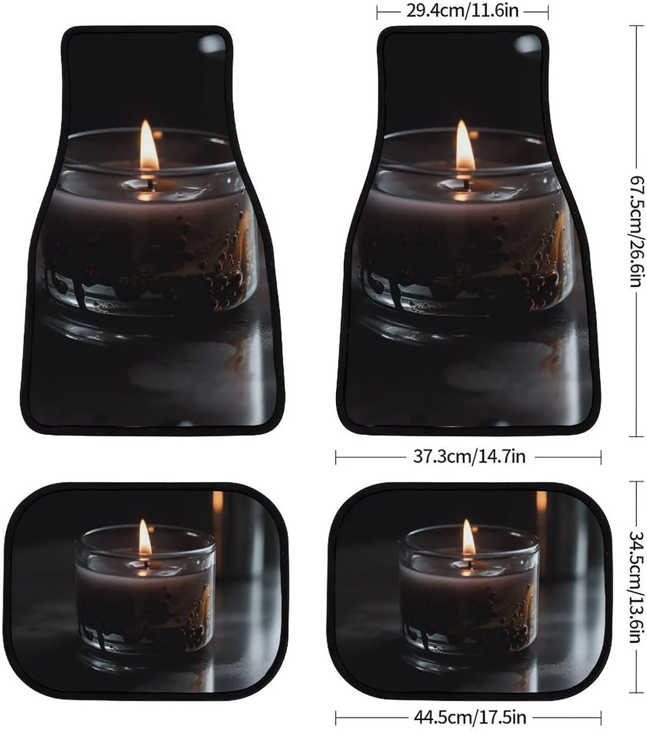 Car Floor Mats 4 Piece Universal Car Floor Mats A Lit Candle Car Mat Set Rubber Floor Mats for Cars Non-Slip Car Foot Pad Car Carpet Decor Heel Pad for Most Vehicles