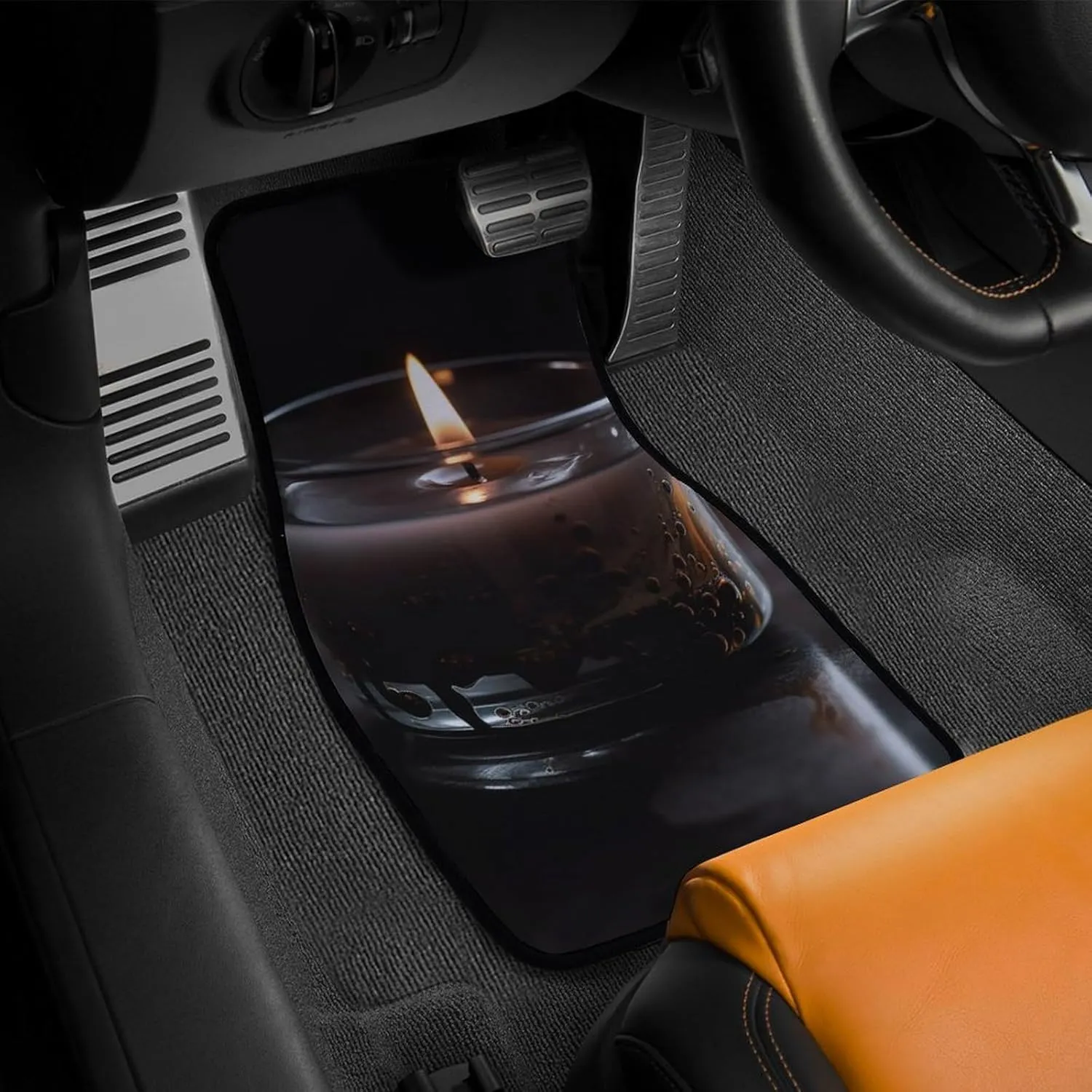 Car Floor Mats 4 Piece Universal Car Floor Mats A Lit Candle Car Mat Set Rubber Floor Mats for Cars Non-Slip Car Foot Pad Car Carpet Decor Heel Pad for Most Vehicles