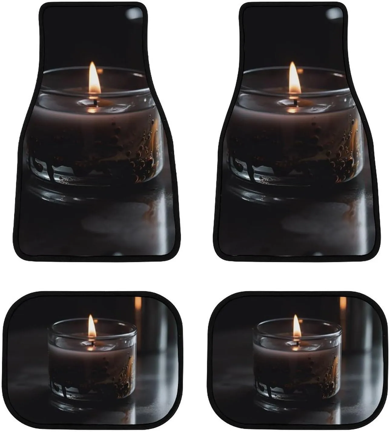 Car Floor Mats 4 Piece Universal Car Floor Mats A Lit Candle Car Mat Set Rubber Floor Mats for Cars Non-Slip Car Foot Pad Car Carpet Decor Heel Pad for Most Vehicles