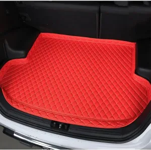 Car Leather Boot Liner Mats for Nissan Kicks 2017-2025, Custom Auto Rear Trunk Cargo Tray Protector Liners Anti-Scratch Non-Slip Luggage Carpets Interior Accessories,H/Red