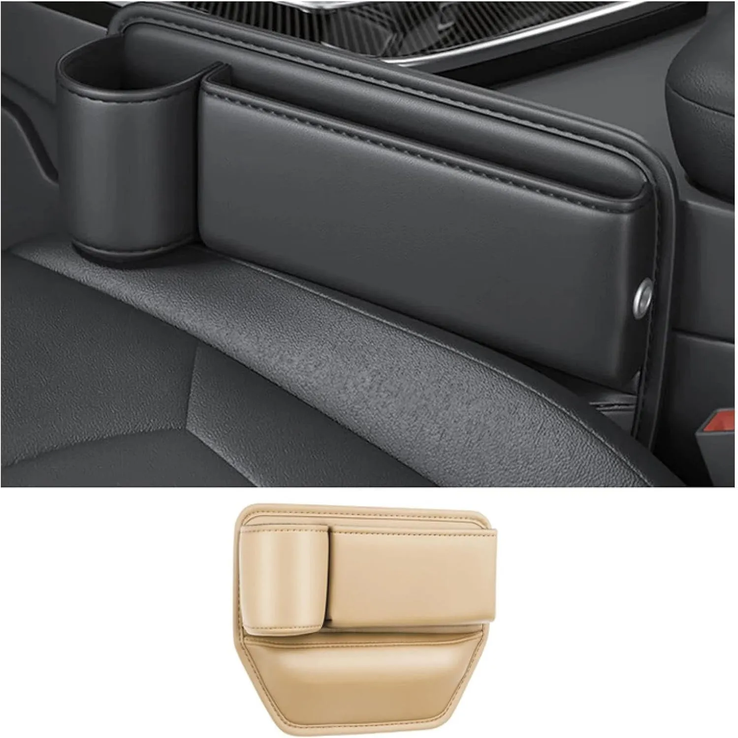 Car Leather Cup Holder Bag for M&azda 2Demio 2008~2014 Car Crevice Storage Box Car Clearance Bag with Cup Holder Car Accessories
