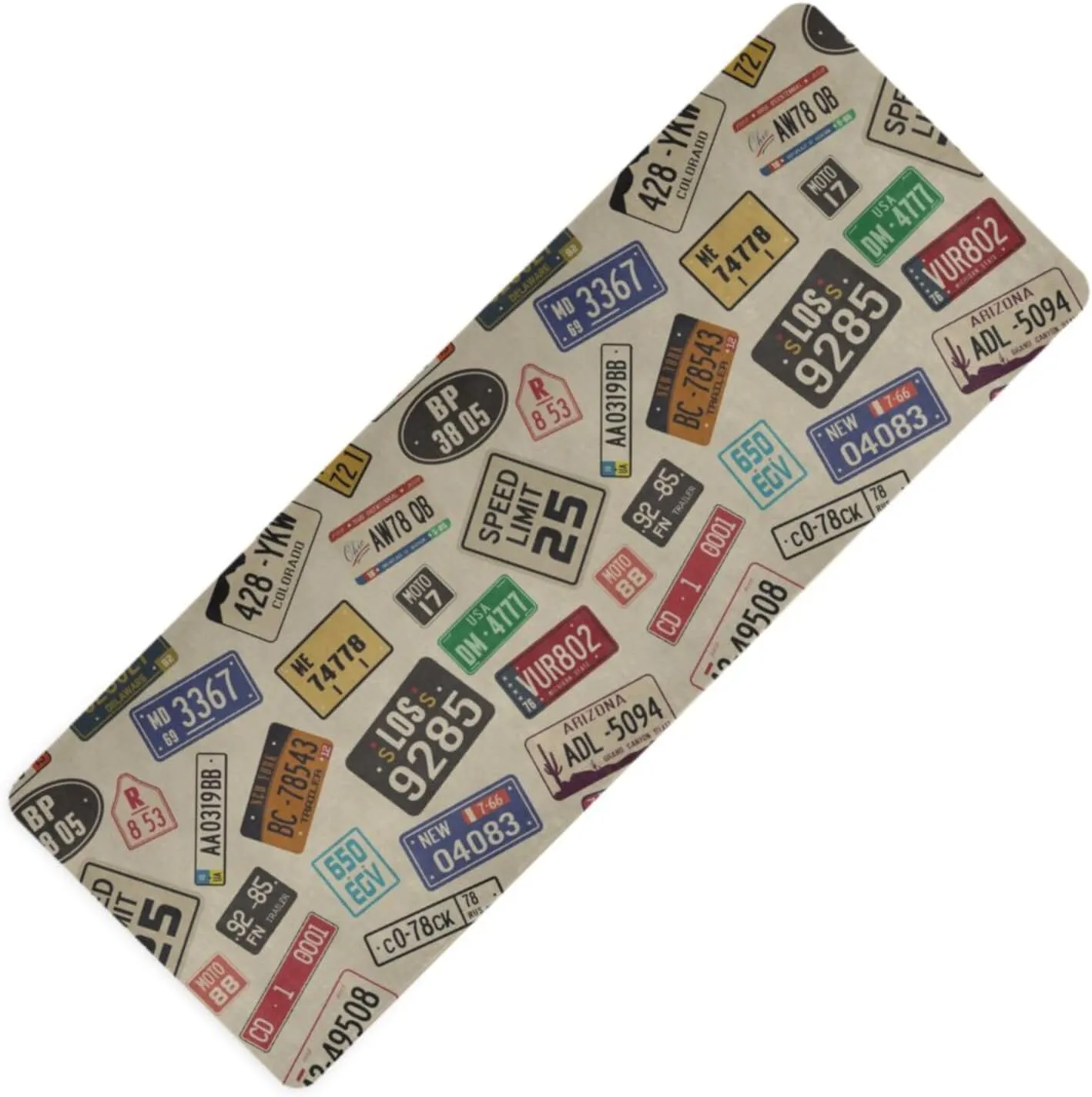 Car Number Plates Yoga Mat Print 1mm Thick Non Slip Fitness Exercise Mat with Carrying Bag,71" x 26" Exercise Workout Mat for Yoga Pilates Fitness Floor Exercises