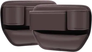 Car Seat Gap Filler Organizer - 2 Pack Leather Car Storage Box,Adjustable Multifunctional Seat Organizer,Prevents Items from Falling,Universal Fit for Most Cars,Holds Phone & Keys (Gap Filler-Brown)