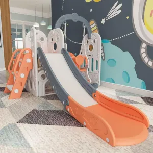 Children's Slide Suitable for Children Age 1-12 Years Old to Play and Climb on The Slide. Equipped with Basketball and Storage Space Suitable for Indoor and Outdoor use