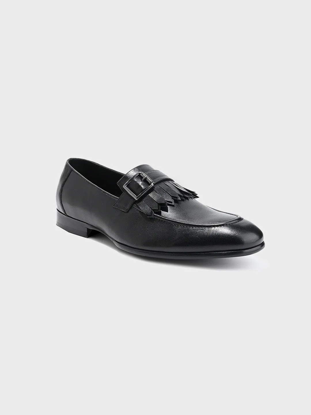 Classic Black Leather Men's Slip-On Loafer Shoes