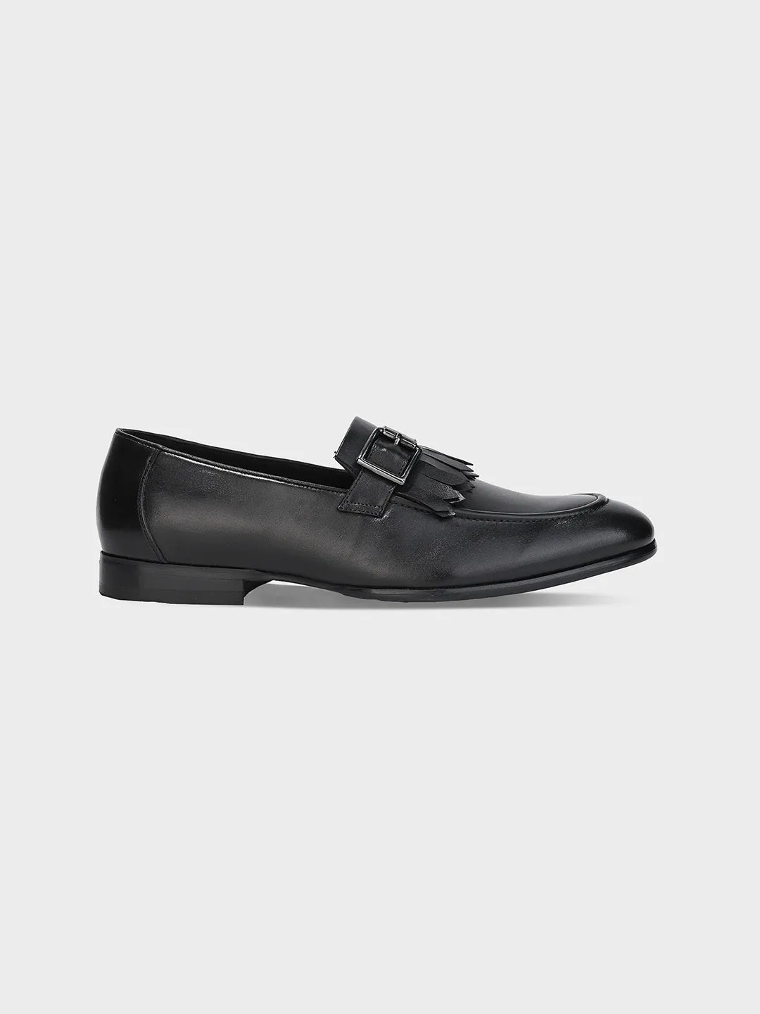 Classic Black Leather Men's Slip-On Loafer Shoes
