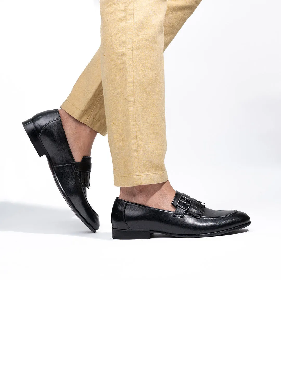 Classic Black Leather Men's Slip-On Loafer Shoes