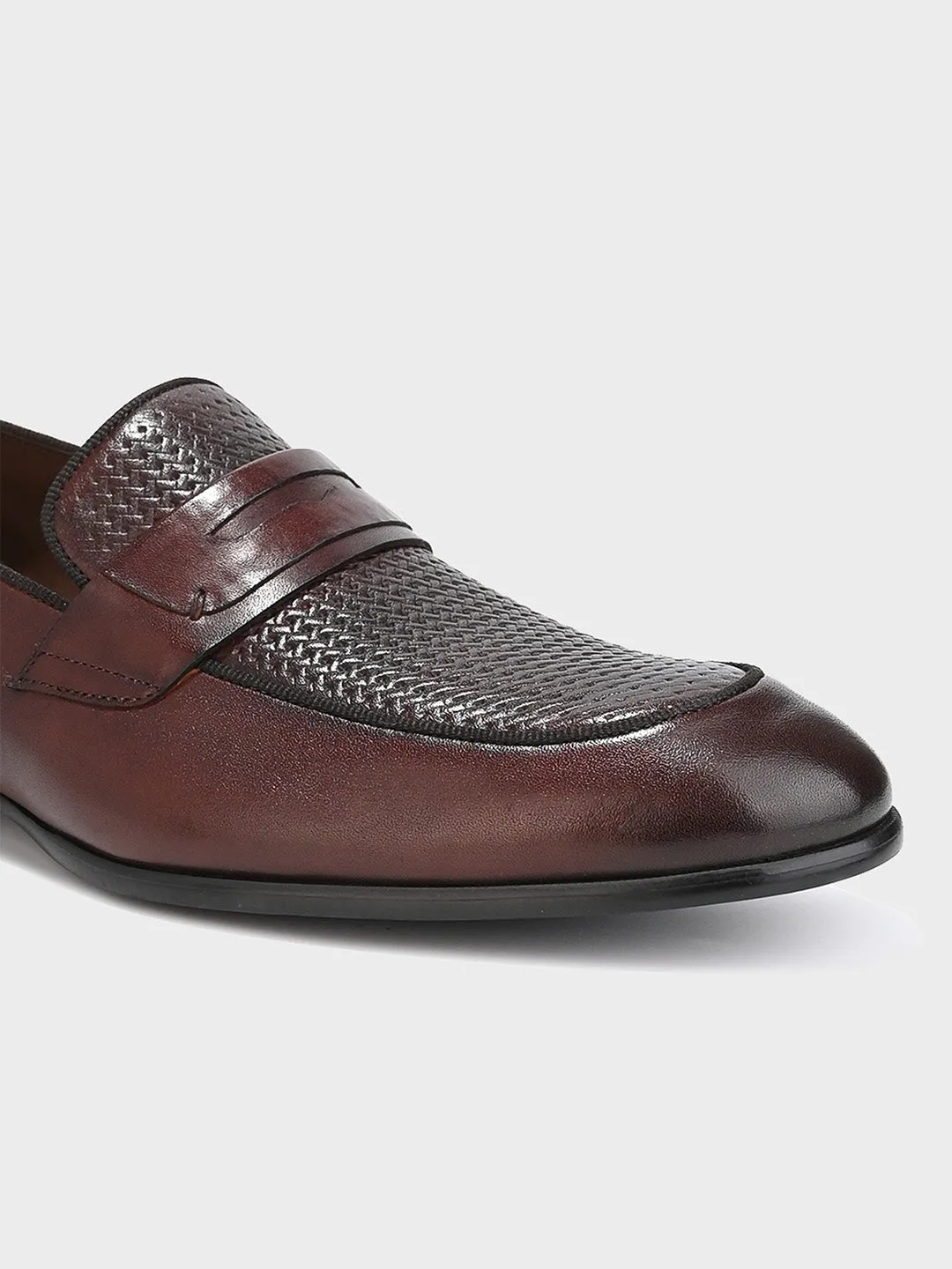 Classic Brown Leather Men's Slip-On Loafer Shoes