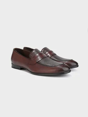 Classic Brown Leather Men's Slip-On Loafer Shoes