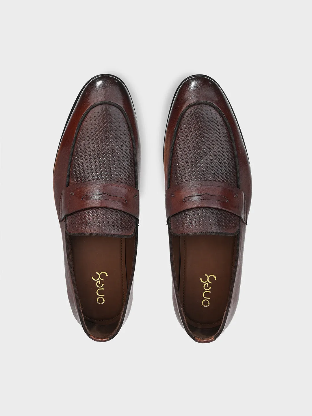 Classic Brown Leather Men's Slip-On Loafer Shoes