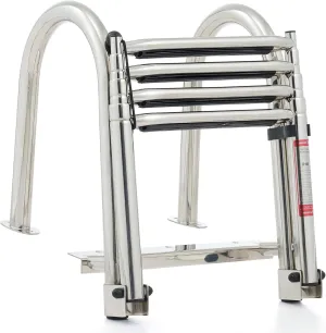 CO-Z 4 Step Telescoping Boat Ladder, Pontoon Boat Ladder with 485lb Strength, 316 Stainless Steel Folding Dock Ladder with Nonslip Steps, Heavy Duty Marine Boat Boarding Ladder for Yacht Swimming Pool