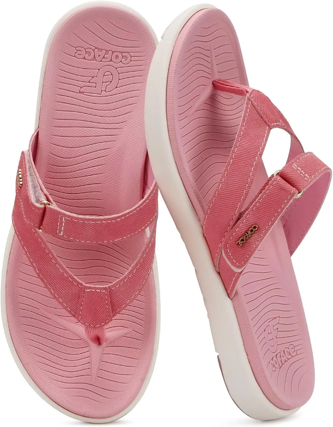 COFACE Womens Fashion Orthotic Flip Flops Ladies Slip On Lightweight Athletic Yoga Mat Cushion Thong Sandals With Comfortable Plantar Fasciitis Arch Support
