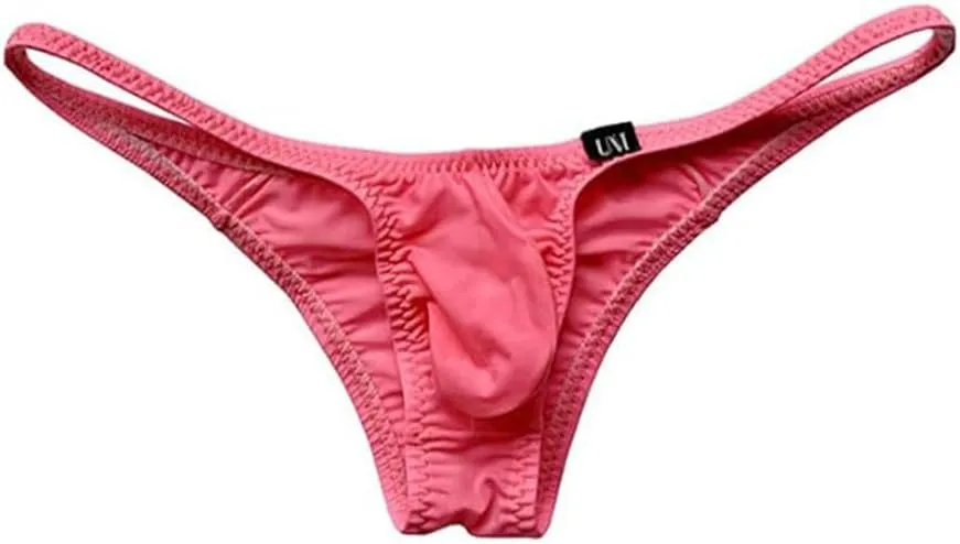 COMLIFE Men's Fashion Ice Silk Breathable Thong Low Waist Solid Color Printed Underwear