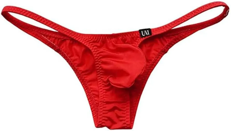 COMLIFE Men's Fashion Ice Silk Breathable Thong Low Waist Solid Color Printed Underwear