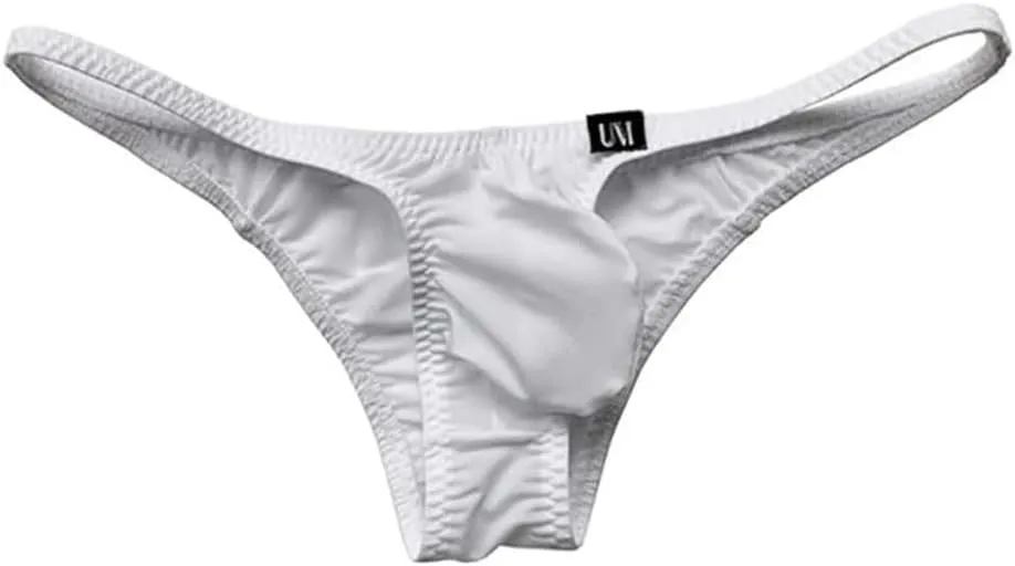 COMLIFE Men's Fashion Ice Silk Breathable Thong Low Waist Solid Color Printed Underwear