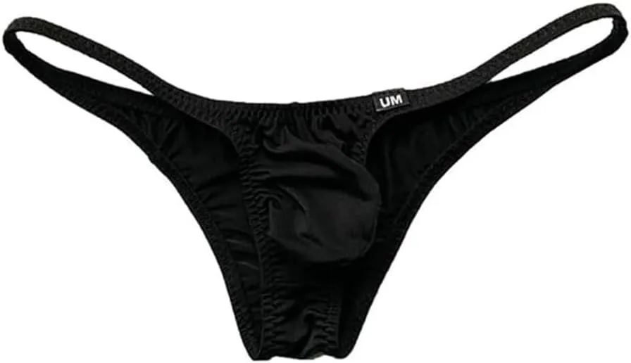 COMLIFE Men's Fashion Ice Silk Breathable Thong Low Waist Solid Color Printed Underwear