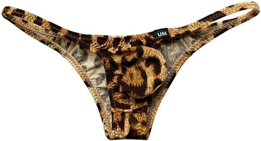 COMLIFE Men's Fashion Ice Silk Breathable Thong Low Waist Solid Color Printed Underwear