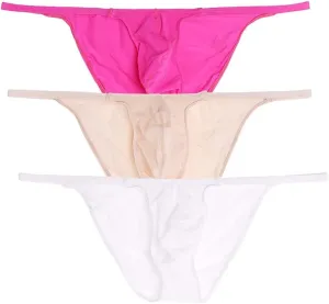 COMLIFE Mens High Elastic Ice Silk High Cut Thin Half Back Triangle Panties
