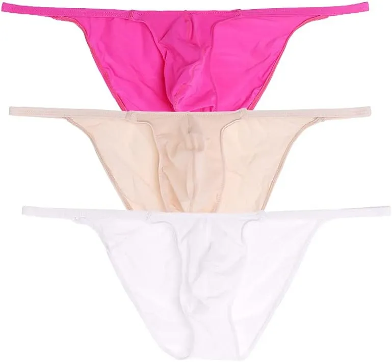COMLIFE Mens High Elastic Ice Silk High Cut Thin Half Back Triangle Panties