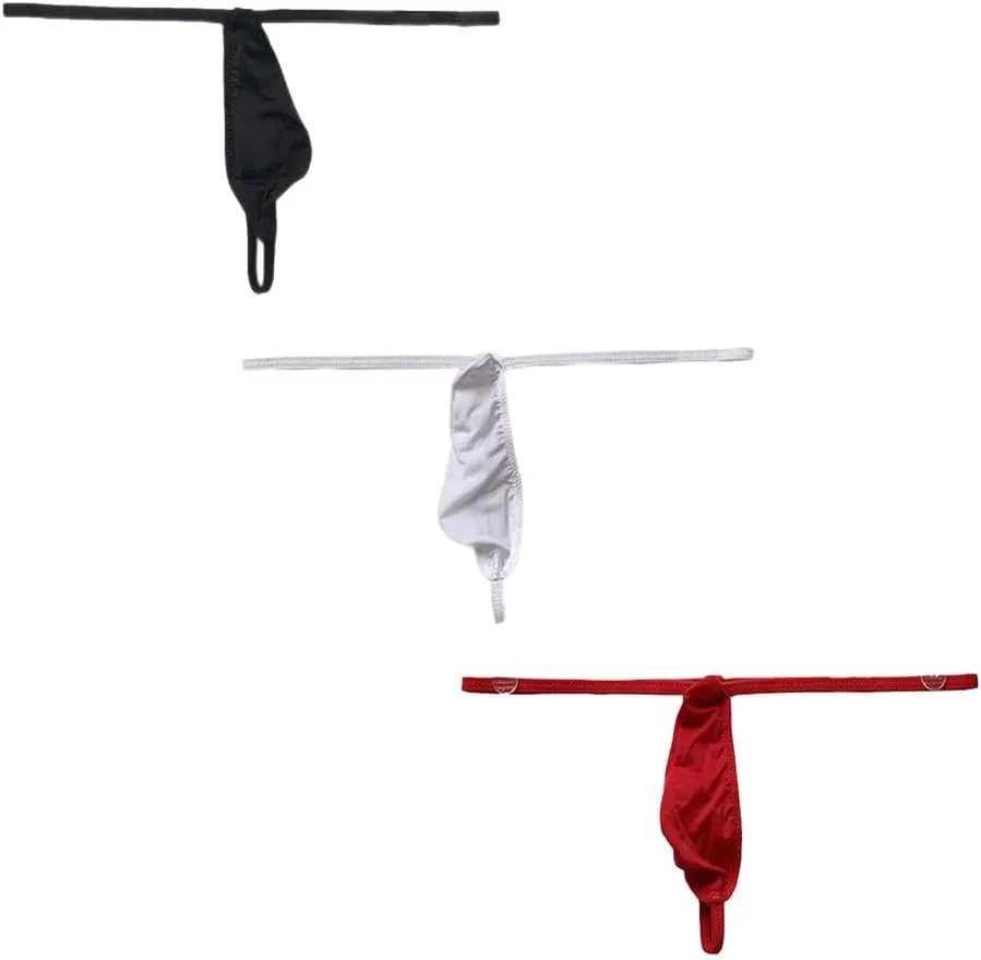 COMLIFE Mens Ice Silk T Back Thong Solid Color Sexy Low Rise Panties