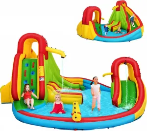 Costzon Inflatable Water Slide, 16x14FT Kids Mega Waterslides for Outdoor with Dual Slides&Climbing for Racing Fun, Large Splash Pool, Blow up Water Slides for Big Kids and Adults Backyard Party Gifts