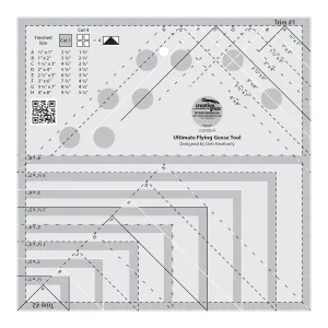 Creative Grids Ultimate Flying Geese Tool Quilt Ruler – CGRDH4 – Made in USA, 8-1/2in x 8-1/2in, Non-Slip Grip Acrylic Quilting, Sewing, Crafting, Patchwork Ruler & Template