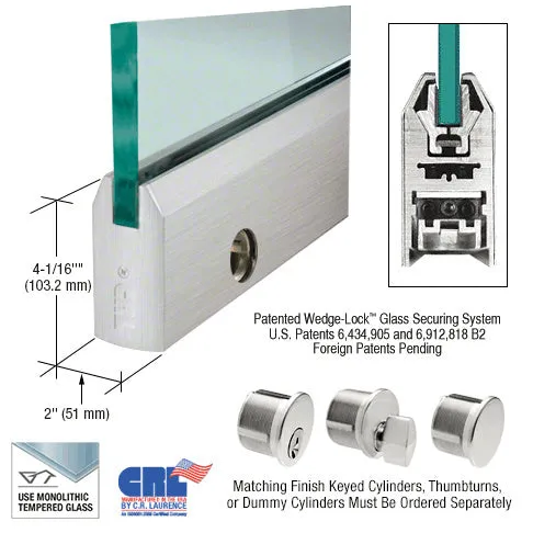 CRL Glass 4" Tapered Door Rail With Lock - 35-3/4" Length