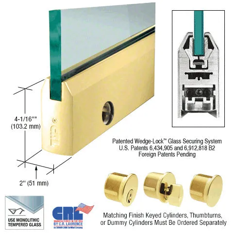 CRL Glass 4" Tapered Door Rail With Lock - 35-3/4" Length