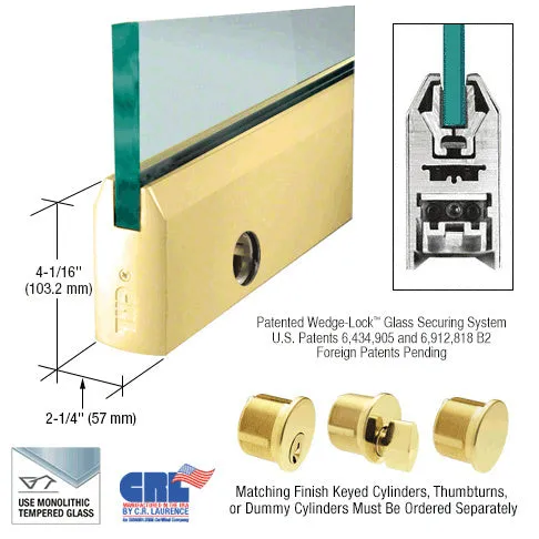 CRL Glass 4" Tapered Door Rail With Lock - 35-3/4" Length