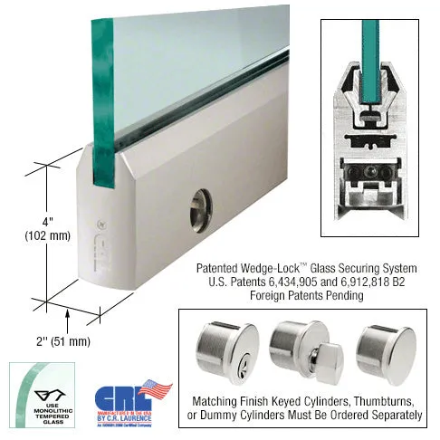 CRL Glass 4" Tapered Door Rail With Lock - 35-3/4" Length
