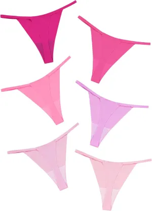 DEANGELMON Seamless G-string Thongs for Women - No Show Thong Underwear Low Rise Stretch Panties Workout Pack