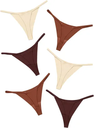 DEANGELMON Seamless G-string Thongs for Women - No Show Thong Underwear Low Rise Stretch Panties Workout Pack