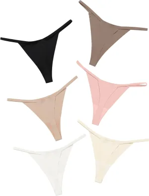 DEANGELMON Seamless G-string Thongs for Women - No Show Thong Underwear Low Rise Stretch Panties Workout Pack