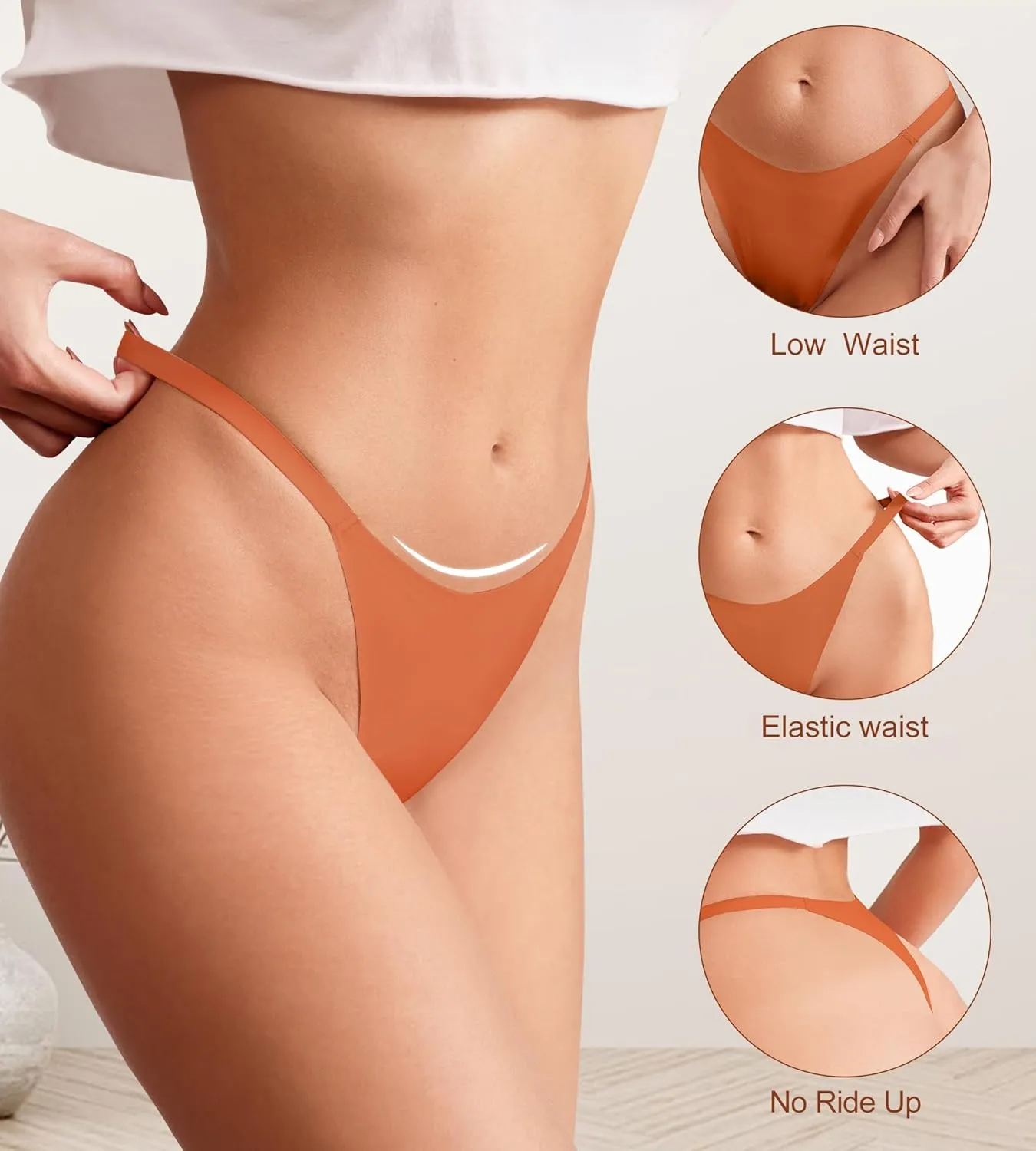 DEANGELMON Seamless G-string Thongs for Women - No Show Thong Underwear Low Rise Stretch Panties Workout Pack