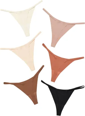 DEANGELMON Seamless G-string Thongs for Women - No Show Thong Underwear Low Rise Stretch Panties Workout Pack