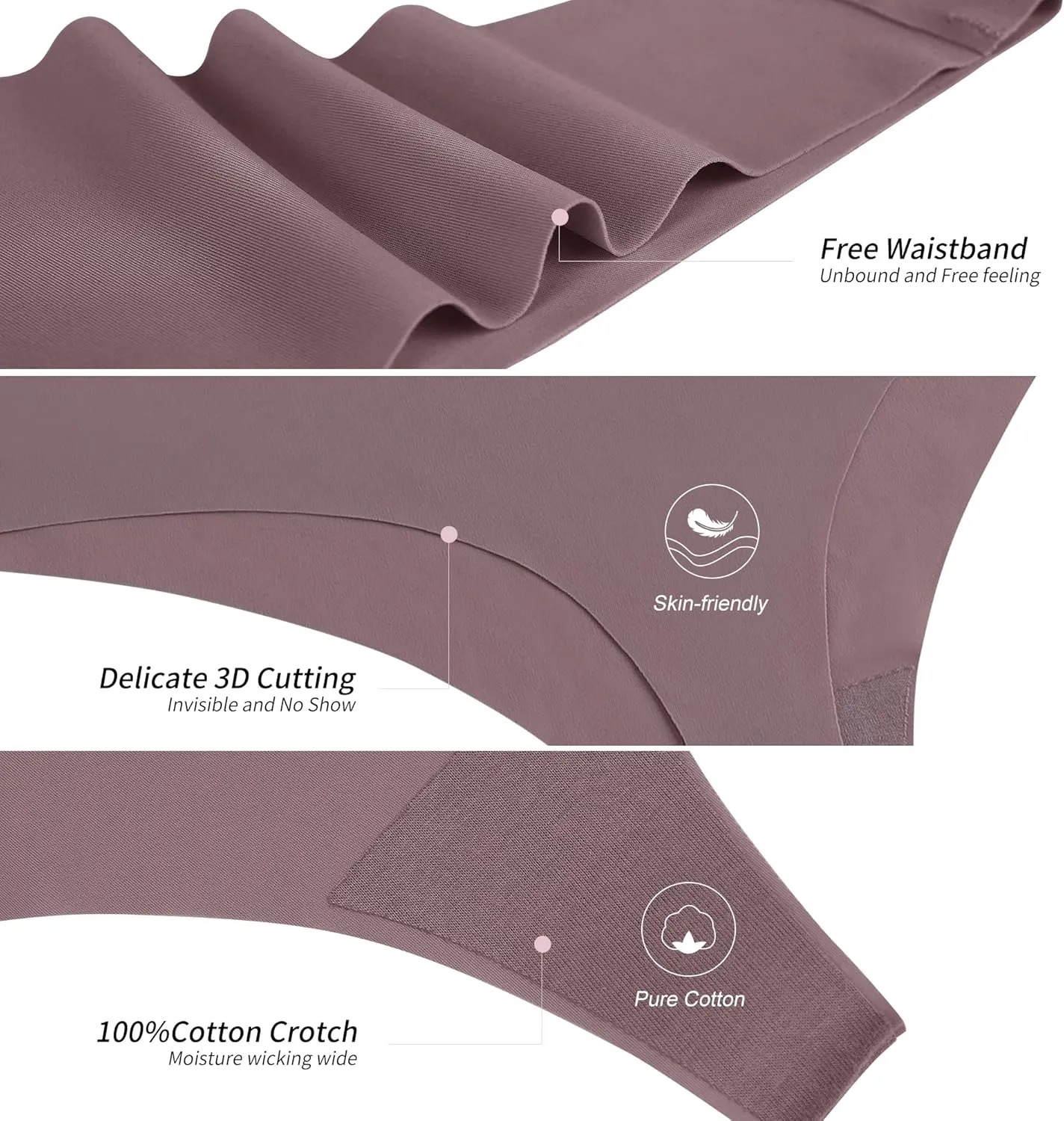 DEANGELMON Seamless Thongs for Women No Show Thong Underwear Women Comfortable Multiple Pack