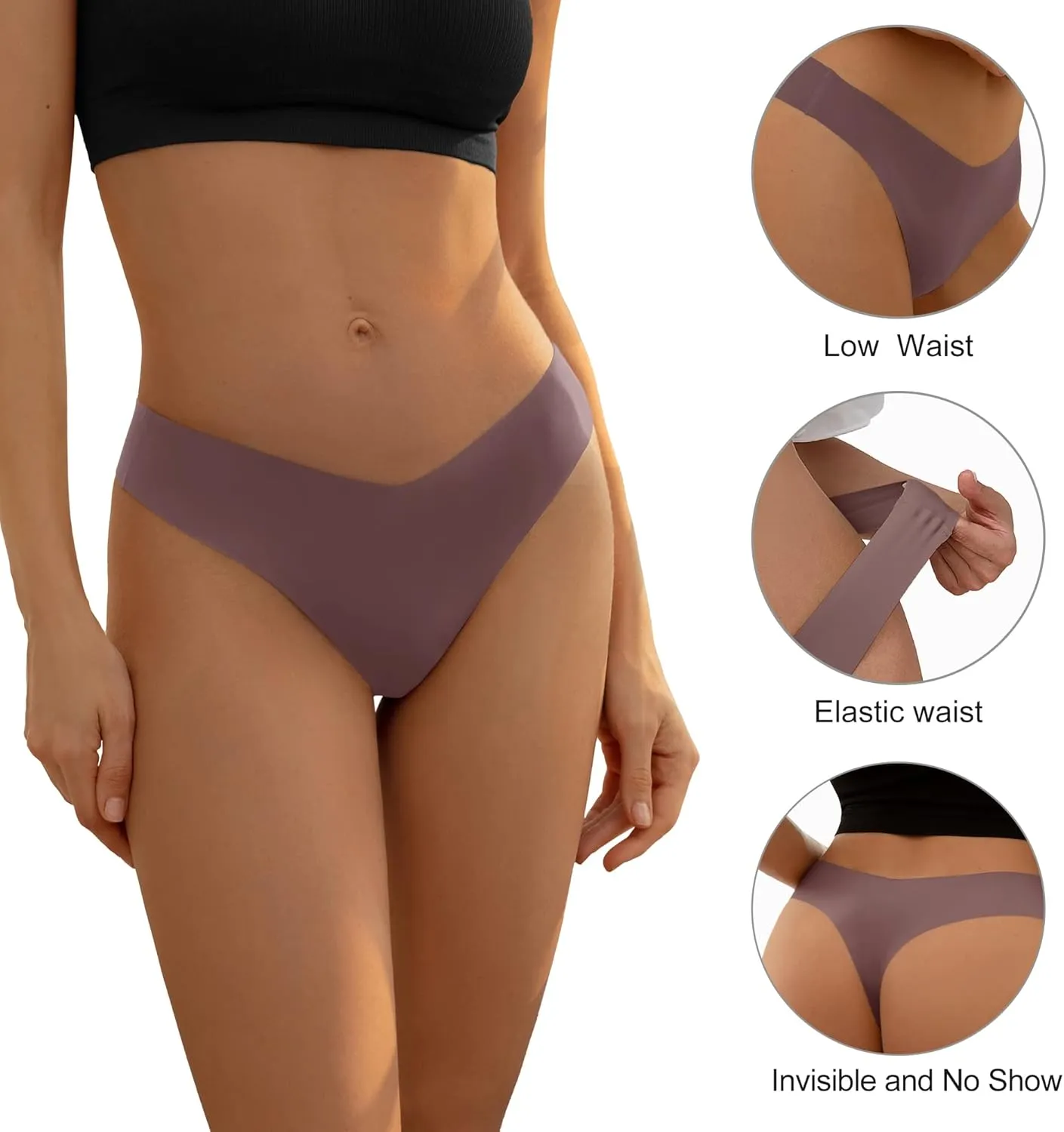 DEANGELMON Seamless Thongs for Women No Show Thong Underwear Women Comfortable Multiple Pack