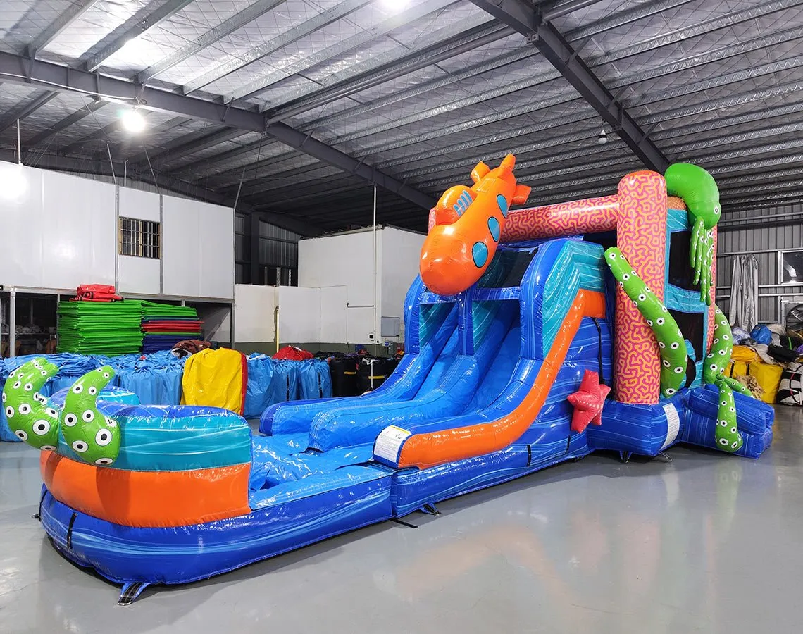 Deep Sea Dive Dual Lane Bounce House with Slide (Wet/Dry)