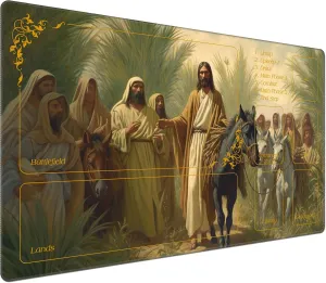 DEGDFSGR for MTG Playmat with Zones 24 x 14 inches for TCG Playmats Non-Slip Rubber Base Commander Play Mat for Magic The Gathering Playmat Iorcana Trading Card Game, Jesus Walks with People Plants
