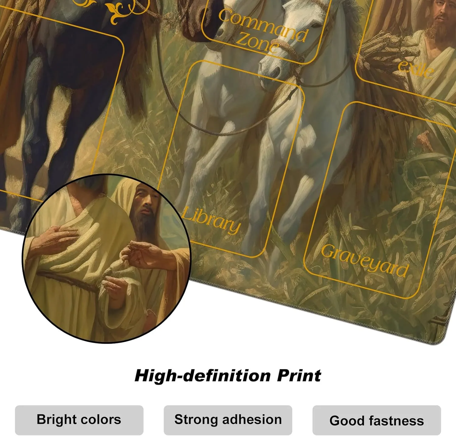 DEGDFSGR for MTG Playmat with Zones 24 x 14 inches for TCG Playmats Non-Slip Rubber Base Commander Play Mat for Magic The Gathering Playmat Iorcana Trading Card Game, Jesus Walks with People Plants