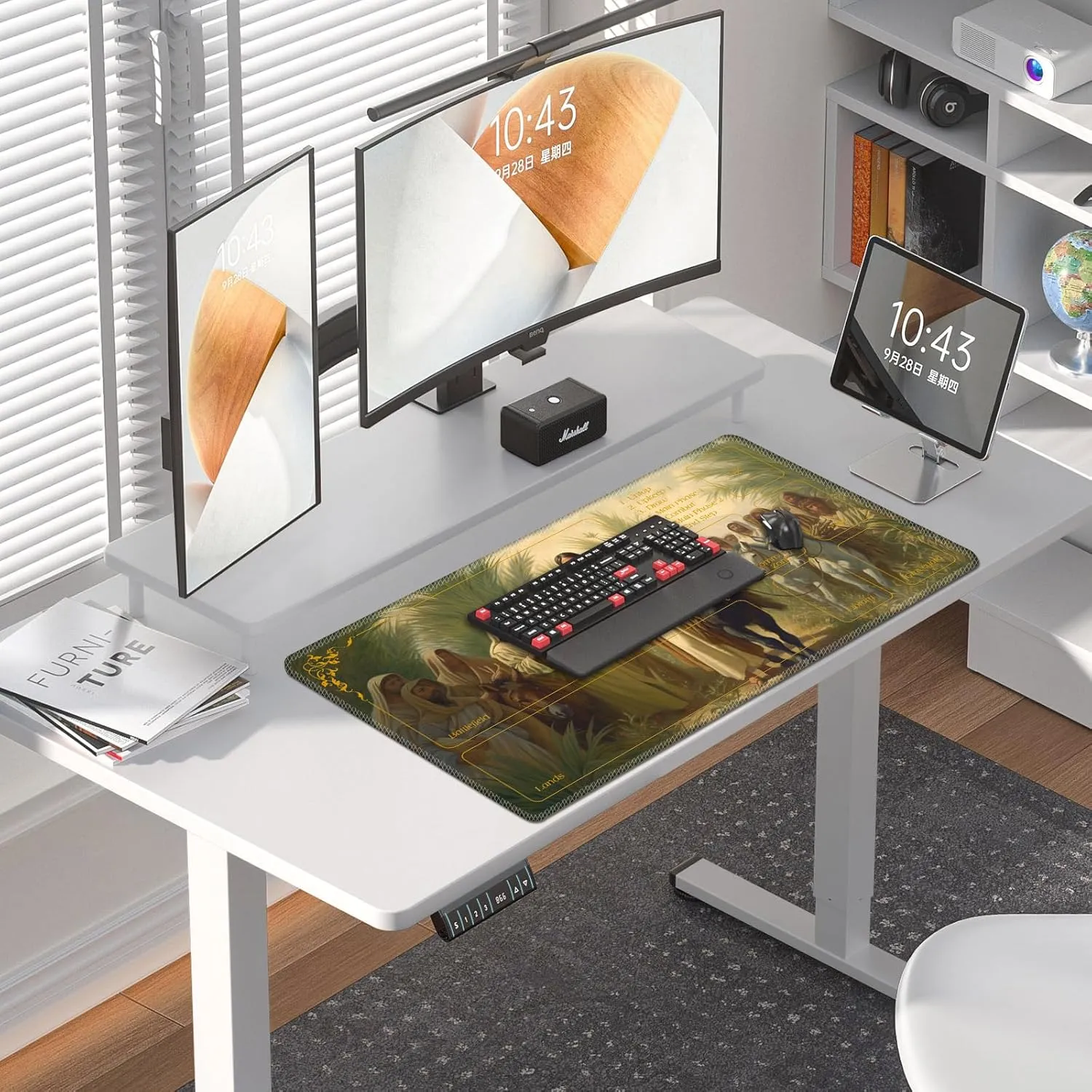 DEGDFSGR for MTG Playmat with Zones 24 x 14 inches for TCG Playmats Non-Slip Rubber Base Commander Play Mat for Magic The Gathering Playmat Iorcana Trading Card Game, Jesus Walks with People Plants