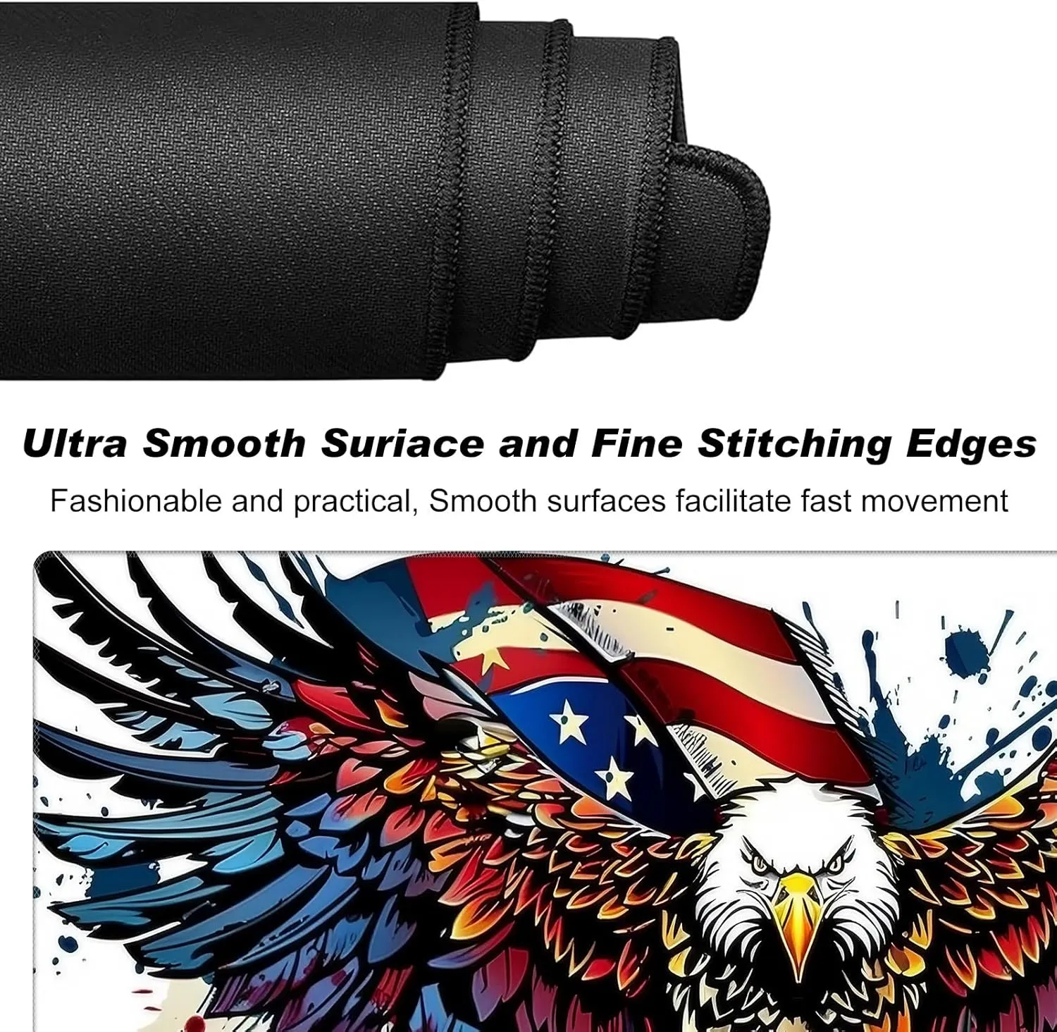 DEGDFSGR MTG/TCG Playmat 27.5" x 15.74" Non-Slip Rubber Base Commander Playmat HD Cover Bald Eagle American Flag