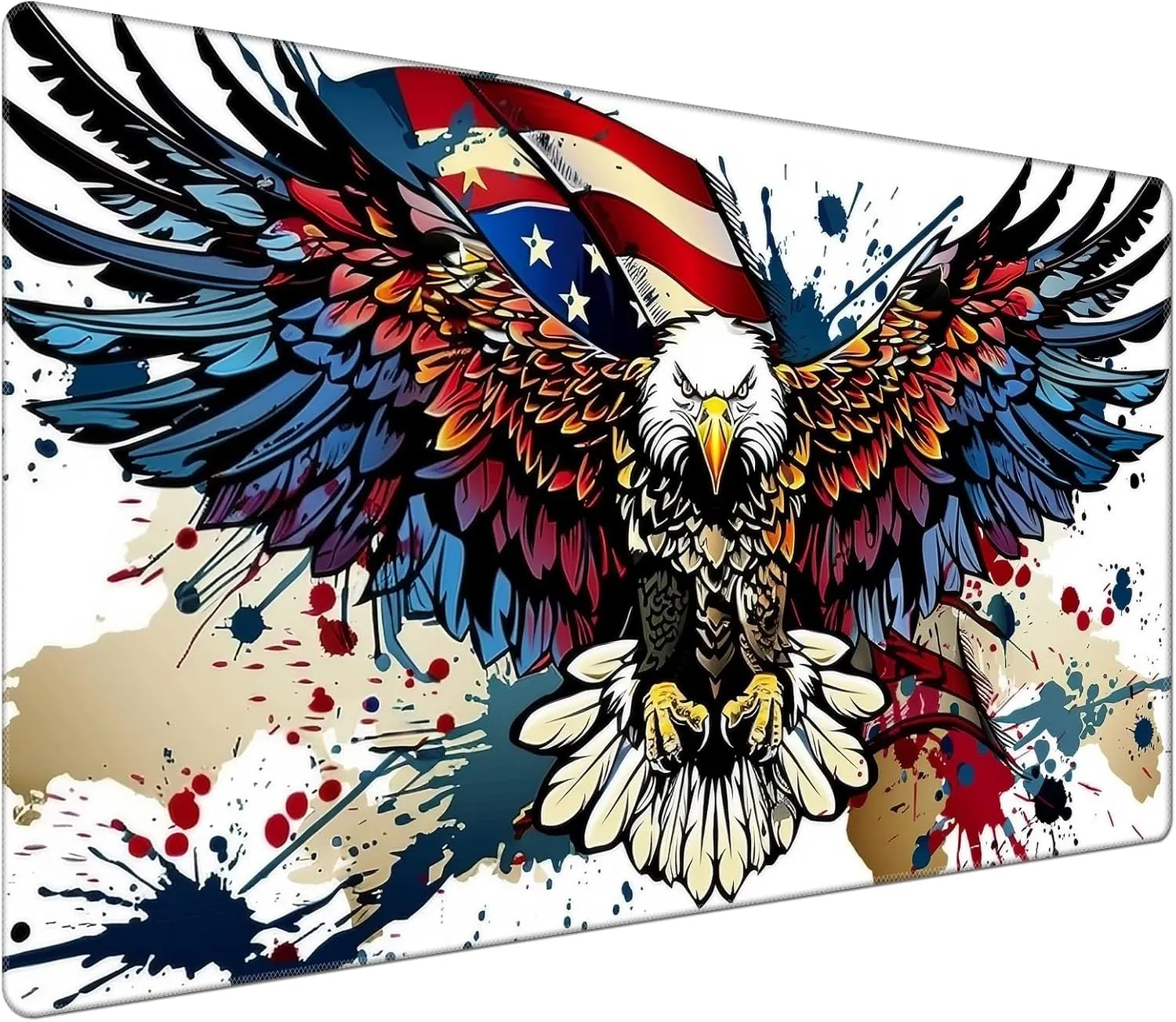DEGDFSGR MTG/TCG Playmat 27.5" x 15.74" Non-Slip Rubber Base Commander Playmat HD Cover Bald Eagle American Flag
