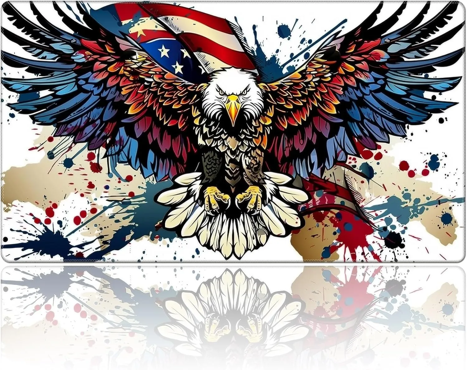 DEGDFSGR MTG/TCG Playmat 27.5" x 15.74" Non-Slip Rubber Base Commander Playmat HD Cover Bald Eagle American Flag