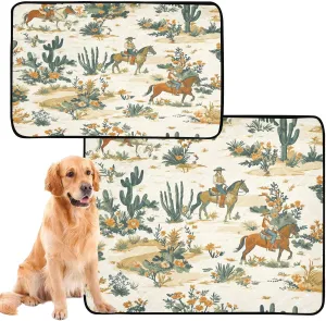 Desert Horseback Riding Washable Pee Pads for Dogs,Absorbent Reusable Puppy Pads Pet Training Pads for Whelping, Playpen, Crate, Bed M L