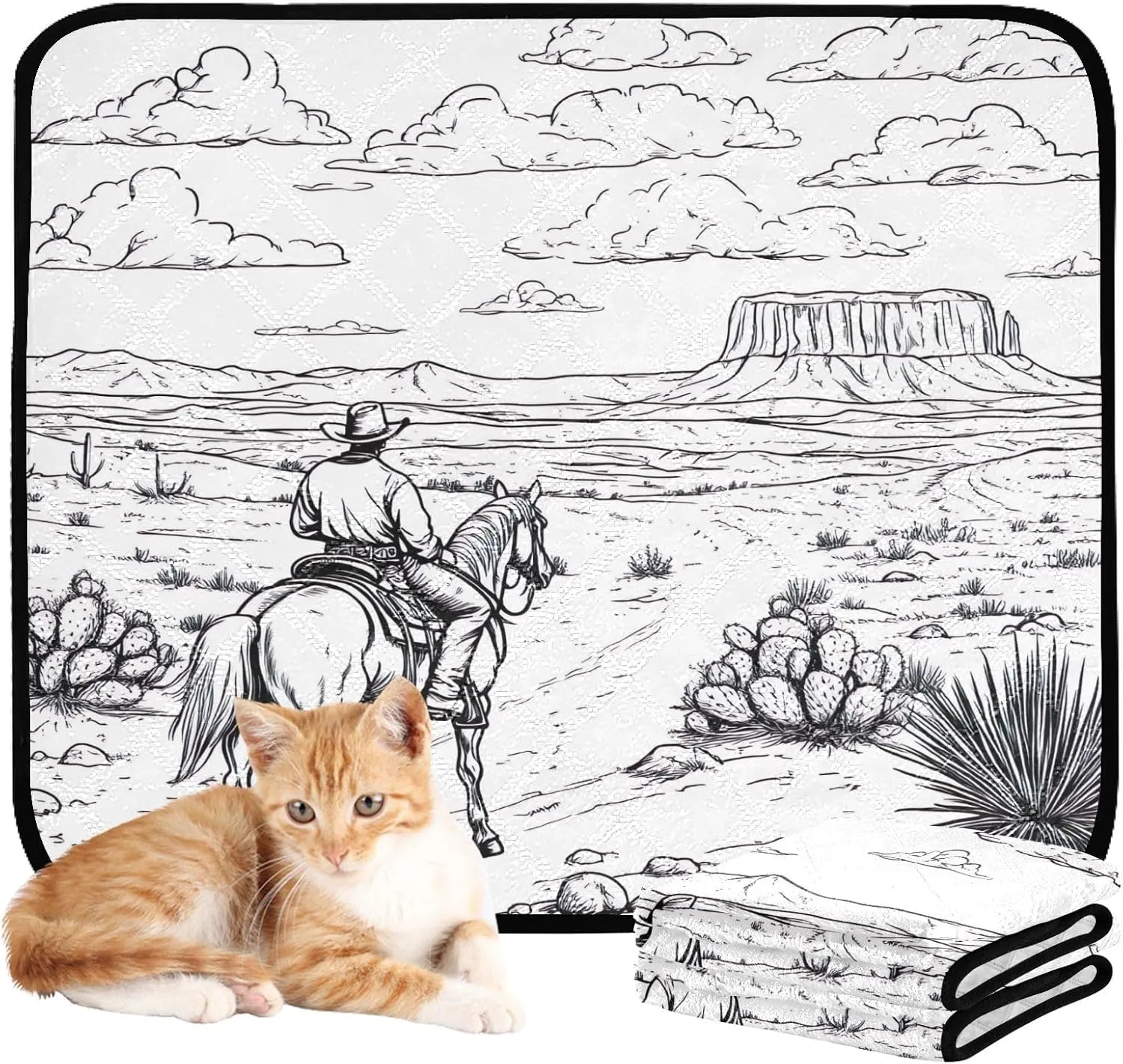 Desert Horseback Riding Washable Pee Pads for Dogs,Absorbent Reusable Puppy Pads Pet Training Pads for Whelping, Playpen, Crate, Bed Sx3